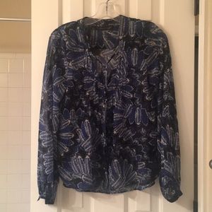 Blue & Black Patterson J Kincaid Silk blouse
